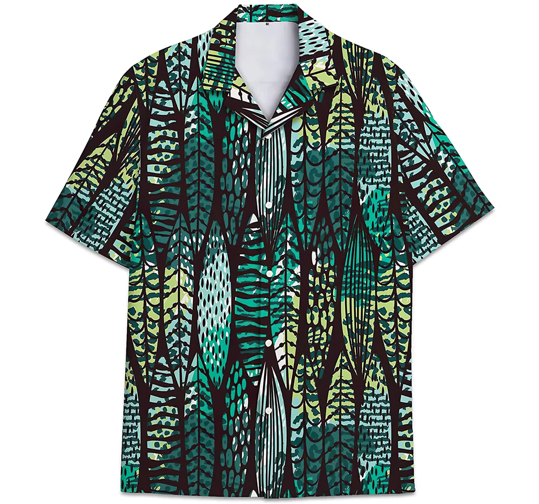Personalized Abstract Pattern Pattern Leaves Hawaiian Shirt, Button Up Aloha Shirt For Men, Women