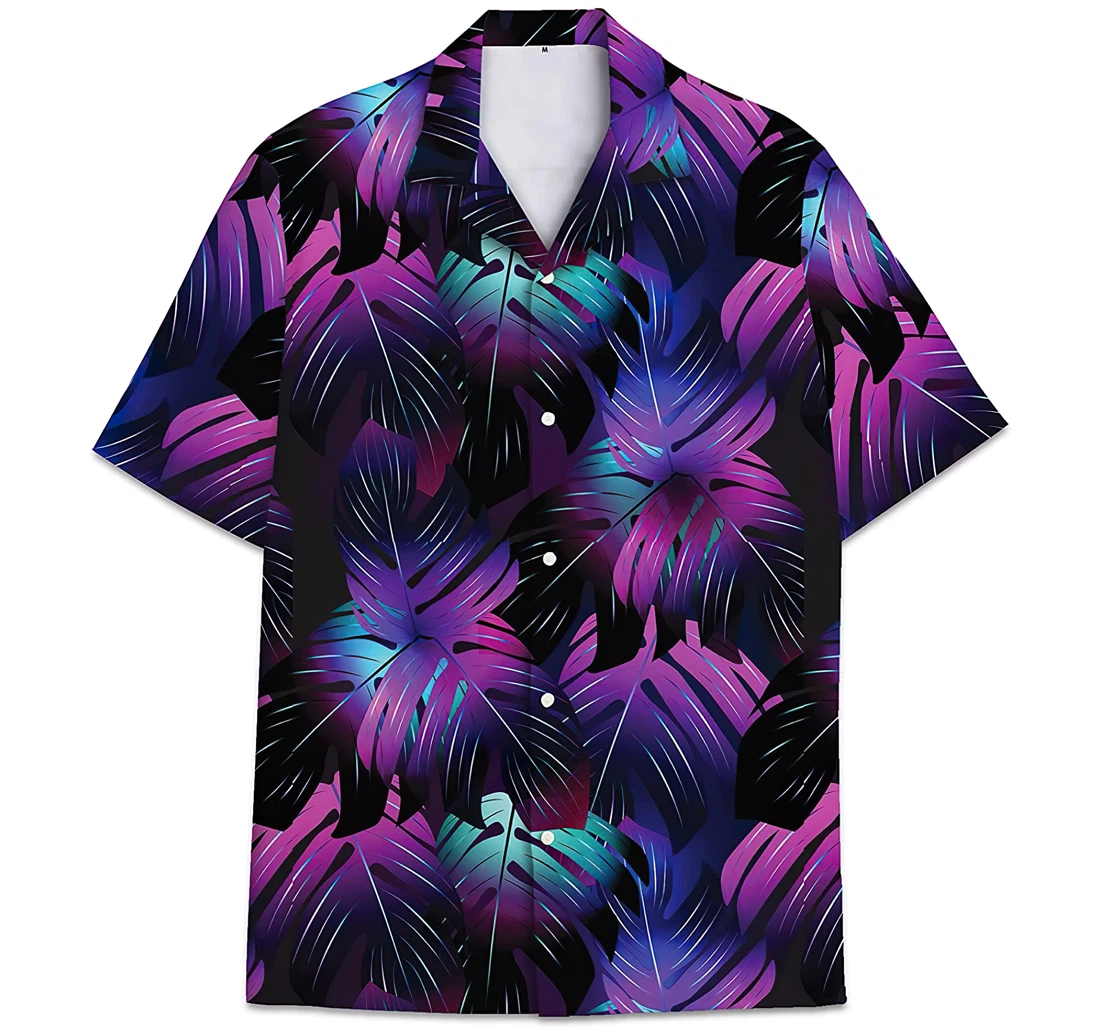 Colorfull Monstera Leaves Pattern Hawaiian Shirt, Button Up Aloha Shirt For Men, Women