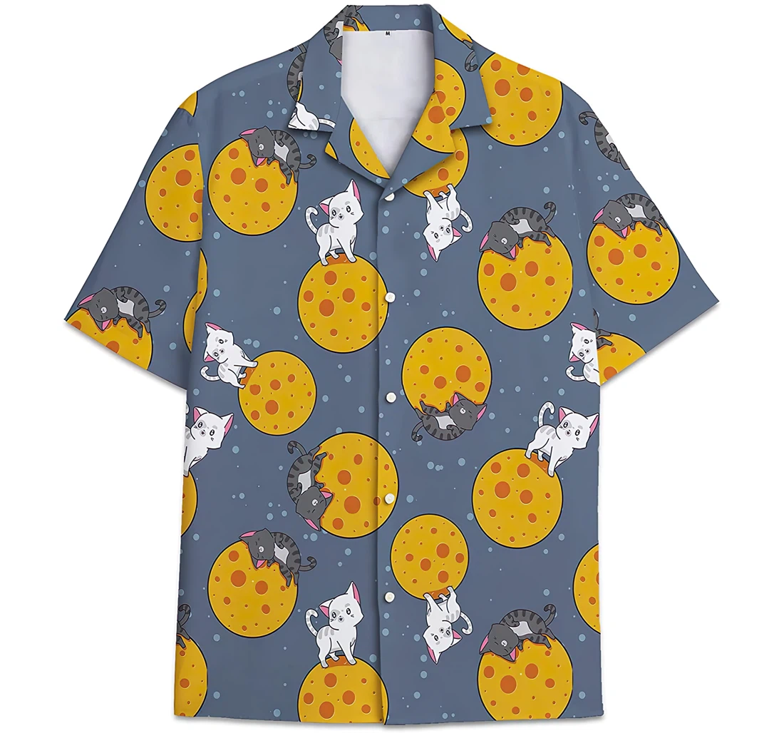 Cat Pattern Ball Hawaiian Shirt, Button Up Aloha Shirt For Men, Women