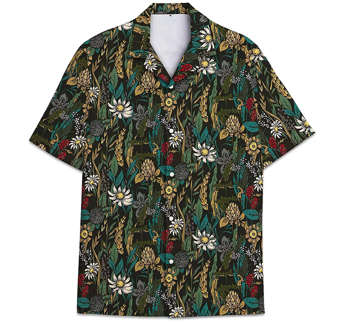 Personalized Leaves Pattern Colorful Grass Hawaiian Shirt, Button Up Aloha Shirt For Men, Women