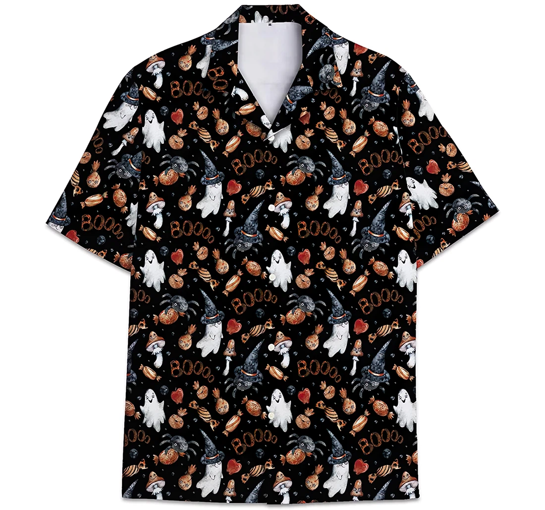 Personalized Pattern Cartoon Work Pattern Hawaiian Shirt, Button Up Aloha Shirt For Men, Women