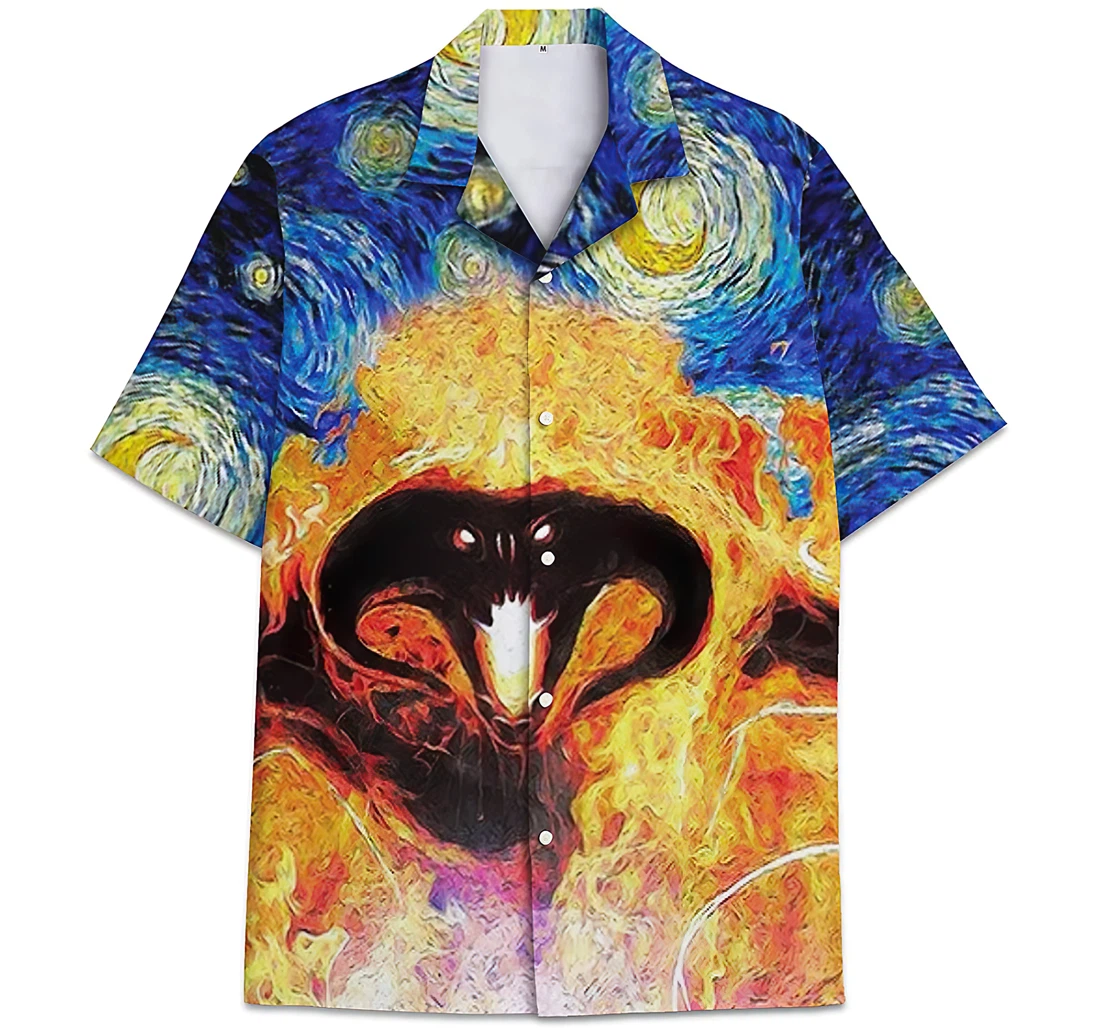 Personalized Lord Of The Ring Pattern Balrog Demon Hawaiian Shirt, Button Up Aloha Shirt For Men, Women