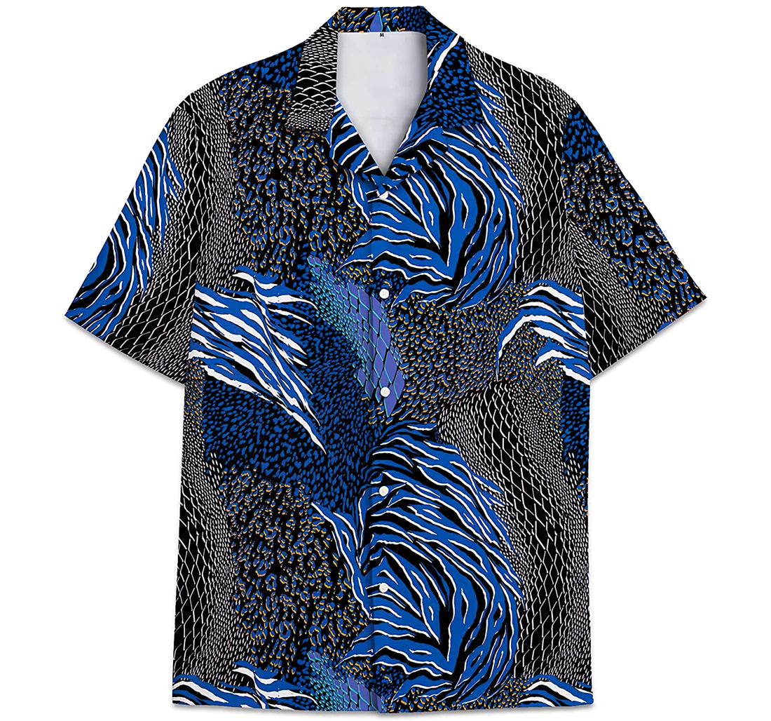 Personalized Abstract Pattern Pattern Blue Color Hawaiian Shirt, Button Up Aloha Shirt For Men, Women