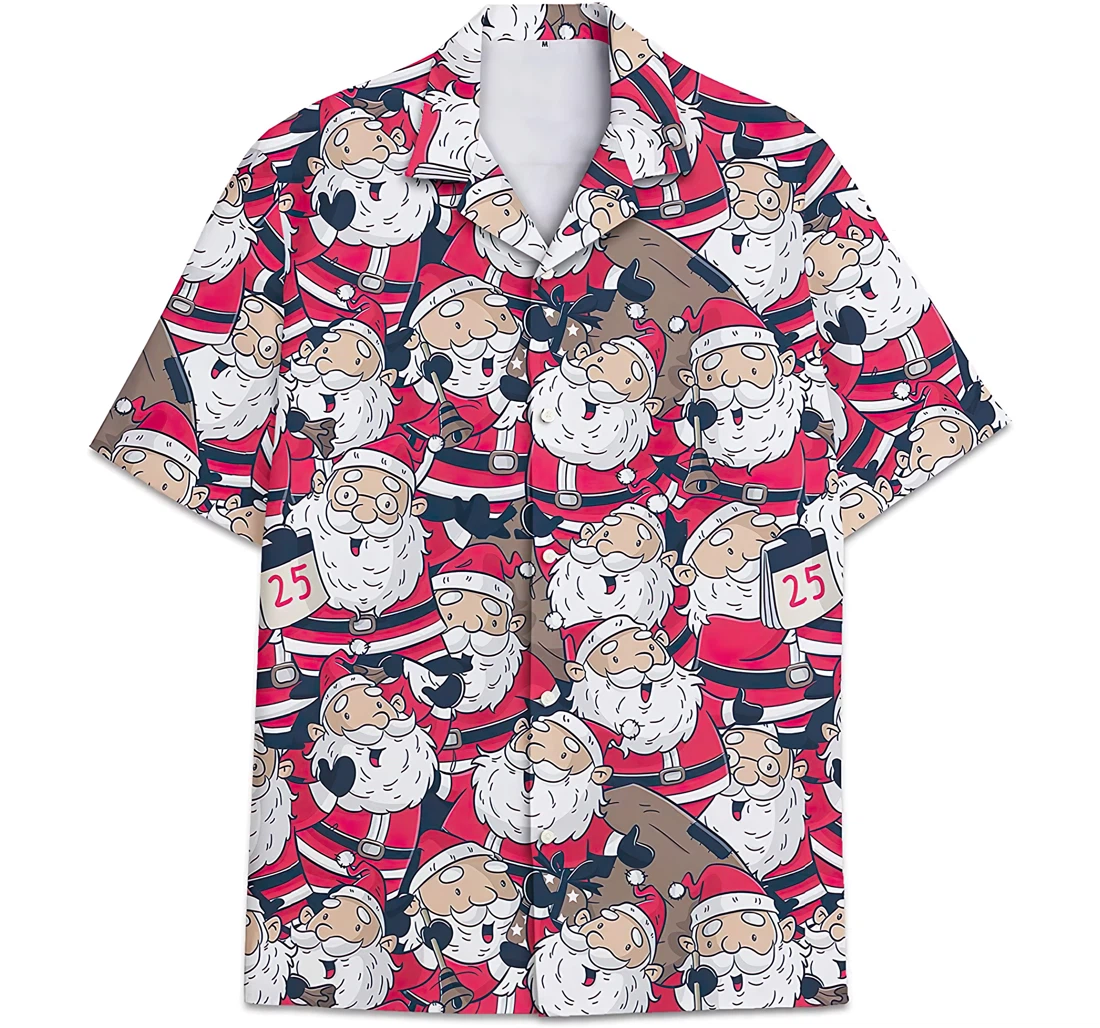 Personalized Funny Santa Claus Pattern Noel Hawaiian Shirt, Button Up Aloha Shirt For Men, Women