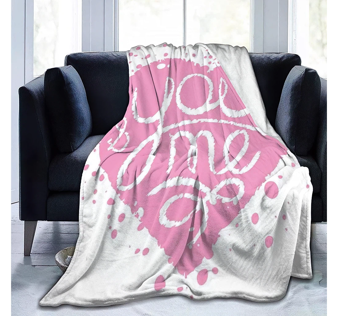 Throw Blanket, Quilt - Romantic Quote Hand Drawn Love Couple Wedding Theme With Paintbrush Effects Comfortable Sherpa Fleece