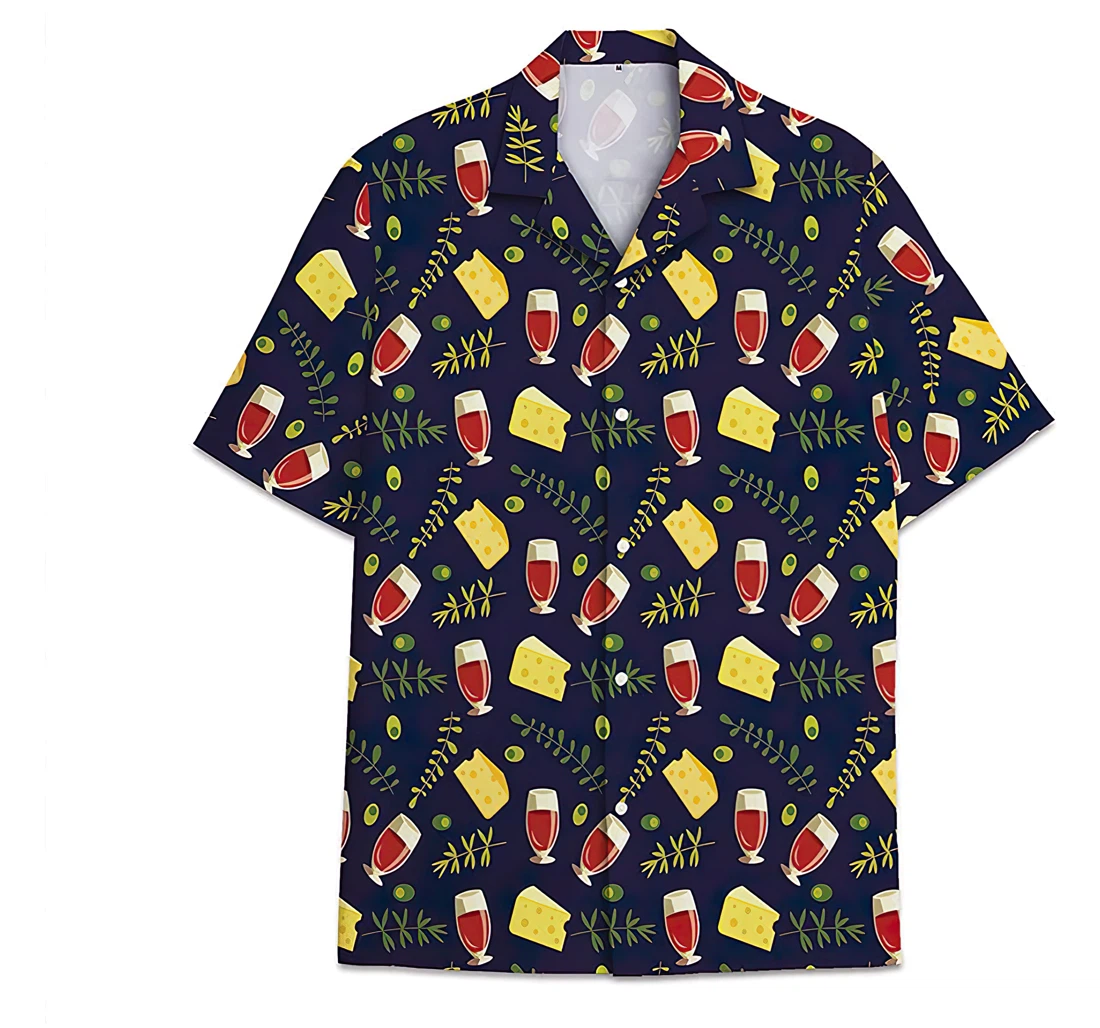 Personalized Cheese Wine Funny Beach Shirts Hawai Hawaiian Shirt, Button Up Aloha Shirt For Men, Women