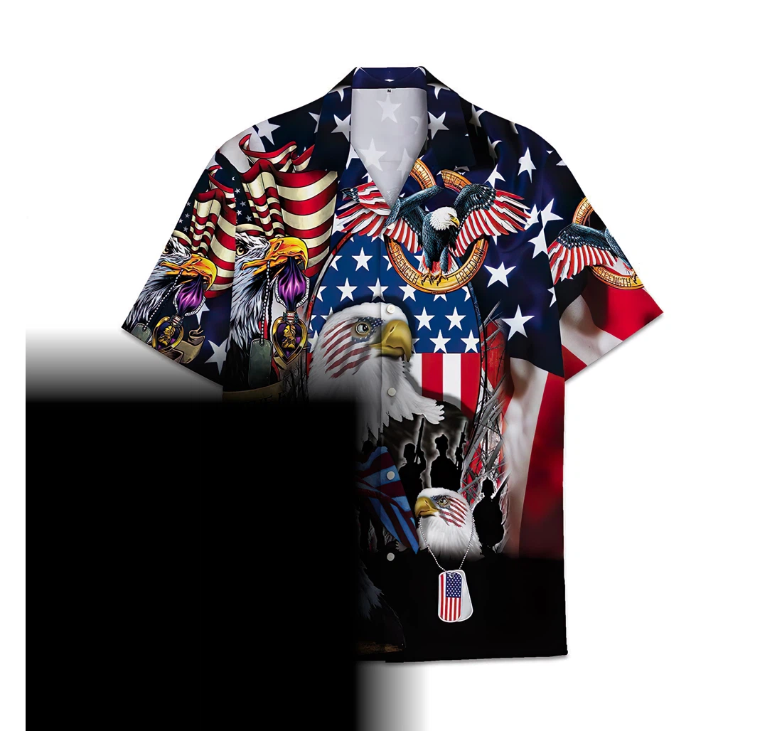 Personalized Patriotic American Eagle Funny Beach Shirts Hawaiian Shirt, Button Up Aloha Shirt For Men, Women