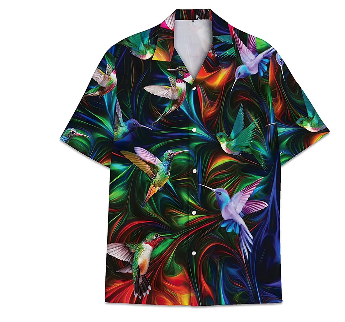 Personalized Hummingbird Colorful Funny Beach Shirts Hawaiian Shirt, Button Up Aloha Shirt For Men, Women