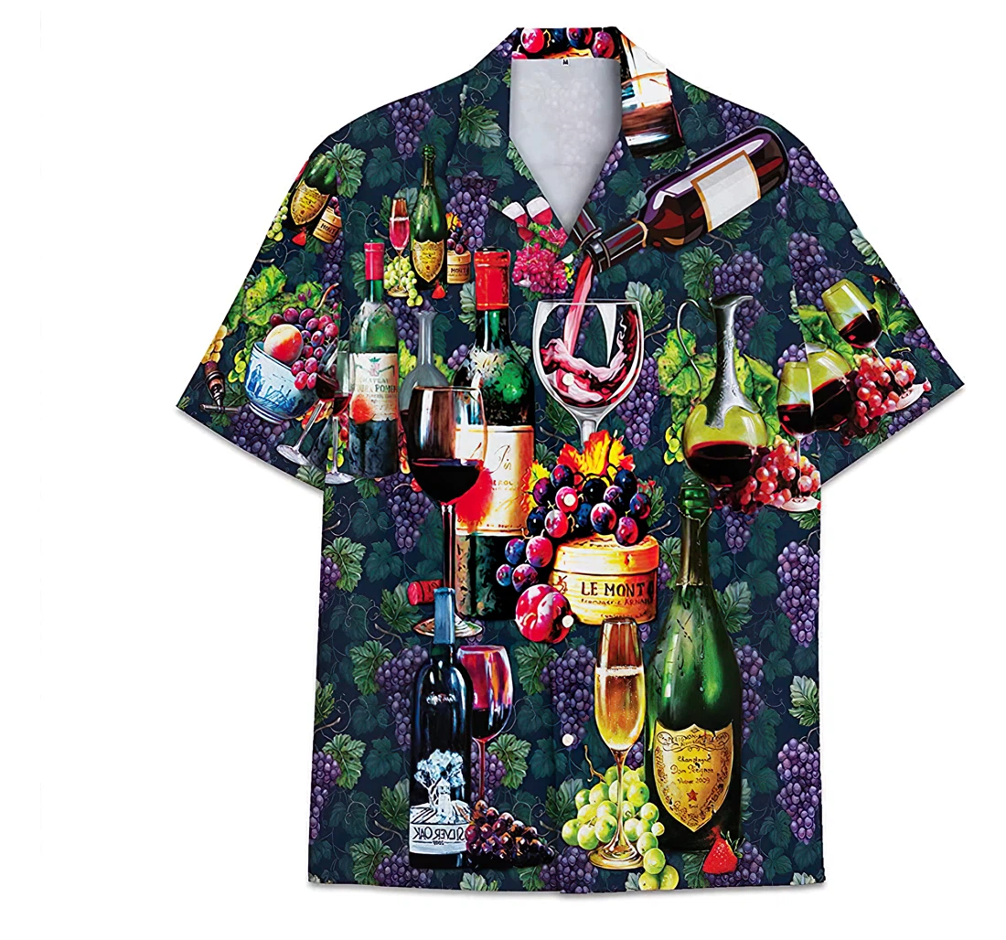 Personalized Wine Grape Funny Beach Shirts Hawai Hawaiian Shirt, Button Up Aloha Shirt For Men, Women