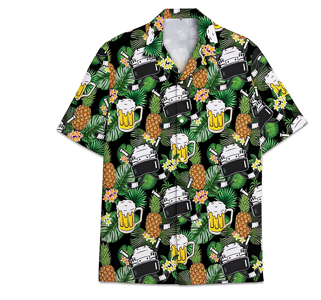 Personalized Hockey Beer Funny Beach Shirts Hawaiian Shirt, Button Up Aloha Shirt For Men, Women