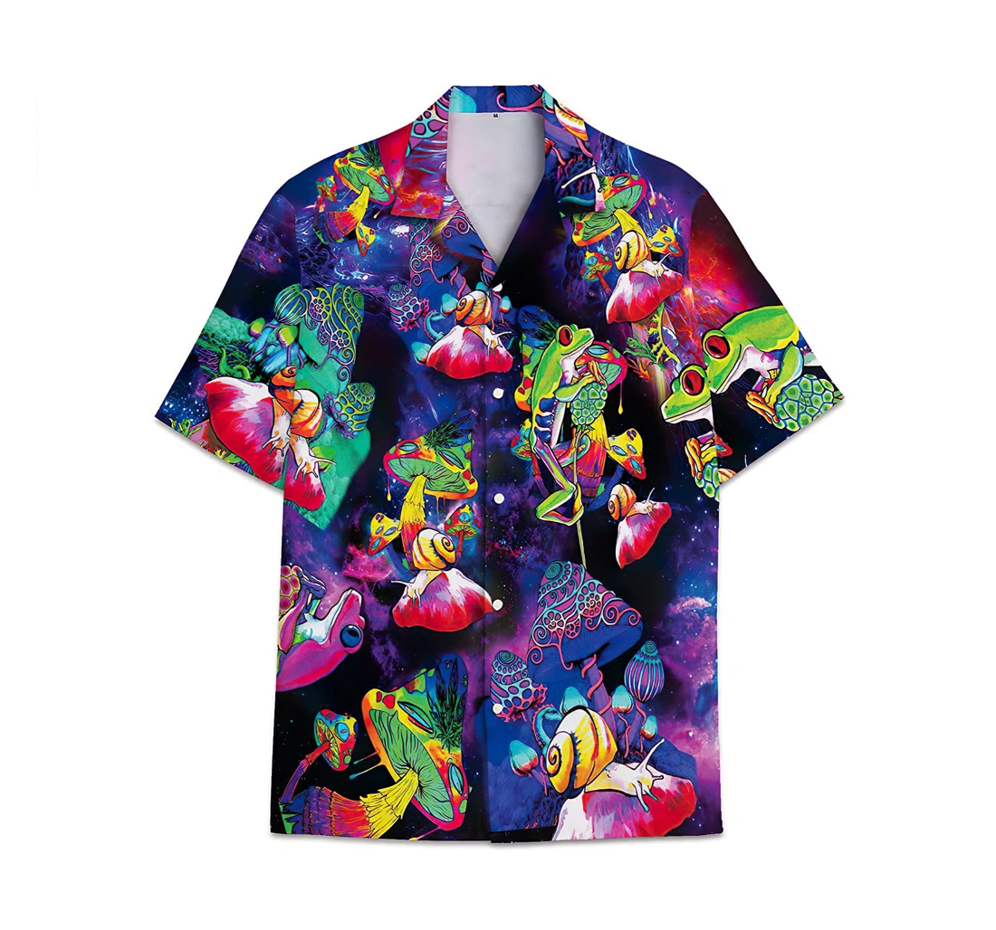 Personalized Mushroom Snail Colorful Funny Beach Shirts Hawaiian Shirt, Button Up Aloha Shirt For Men, Women