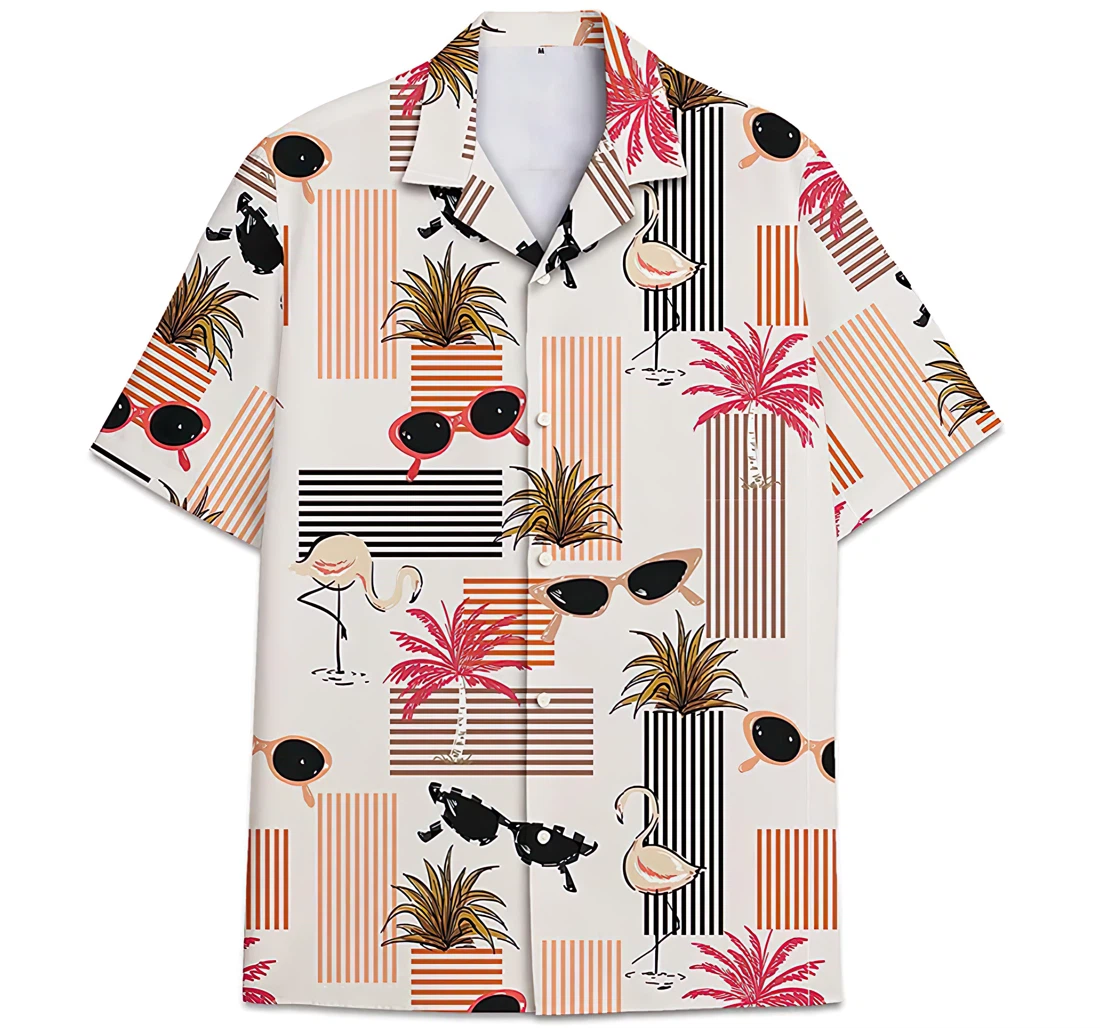 Personalized Flamingo Glasses Hawaiian Shirt, Button Up Aloha Shirt For Men, Women