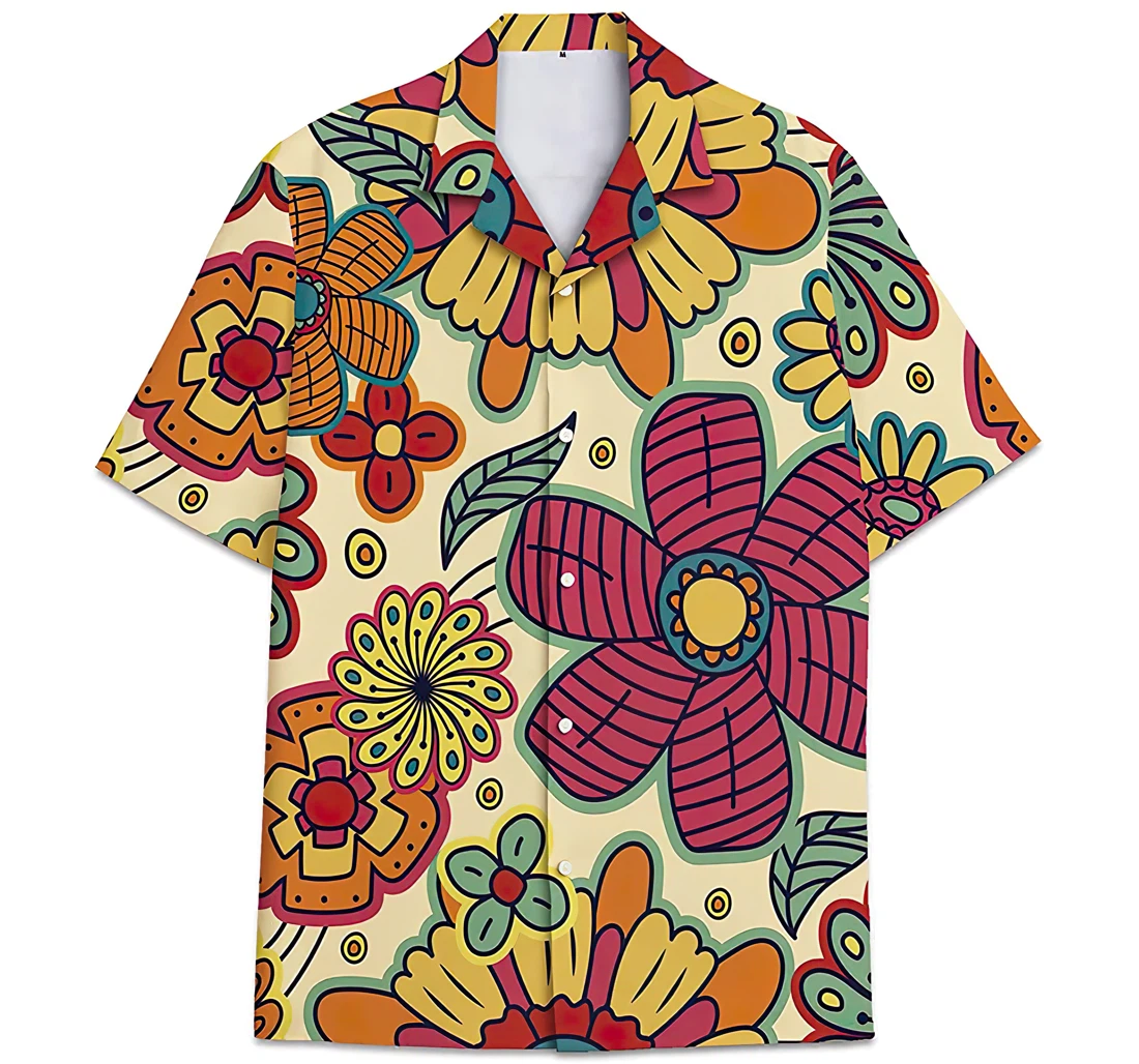 Personalized Pattern Pattern Sun Flower Hawaiian Shirt, Button Up Aloha Shirt For Men, Women