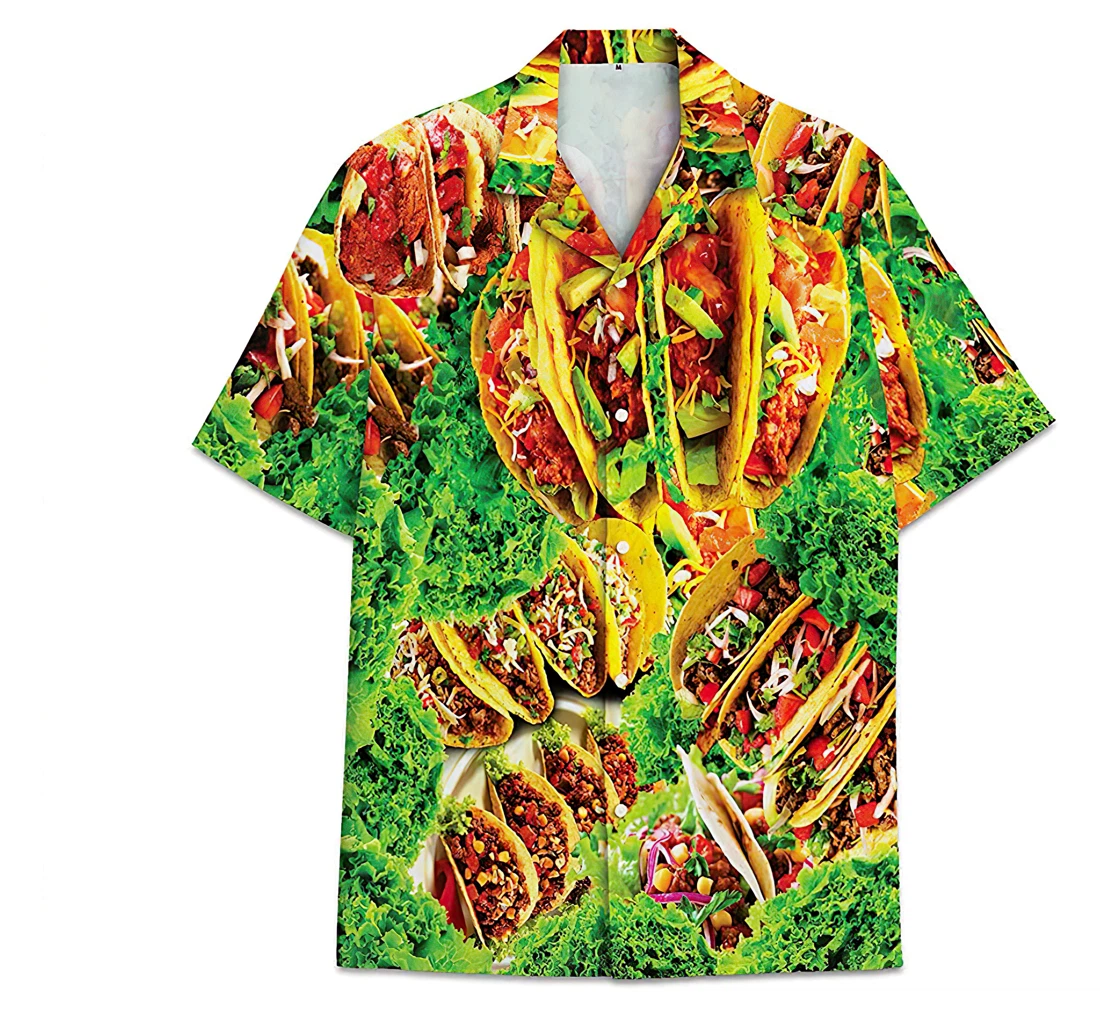 Personalized Tacos Food Funny Beach Shirts Hawaiian Shirt, Button Up Aloha Shirt For Men, Women