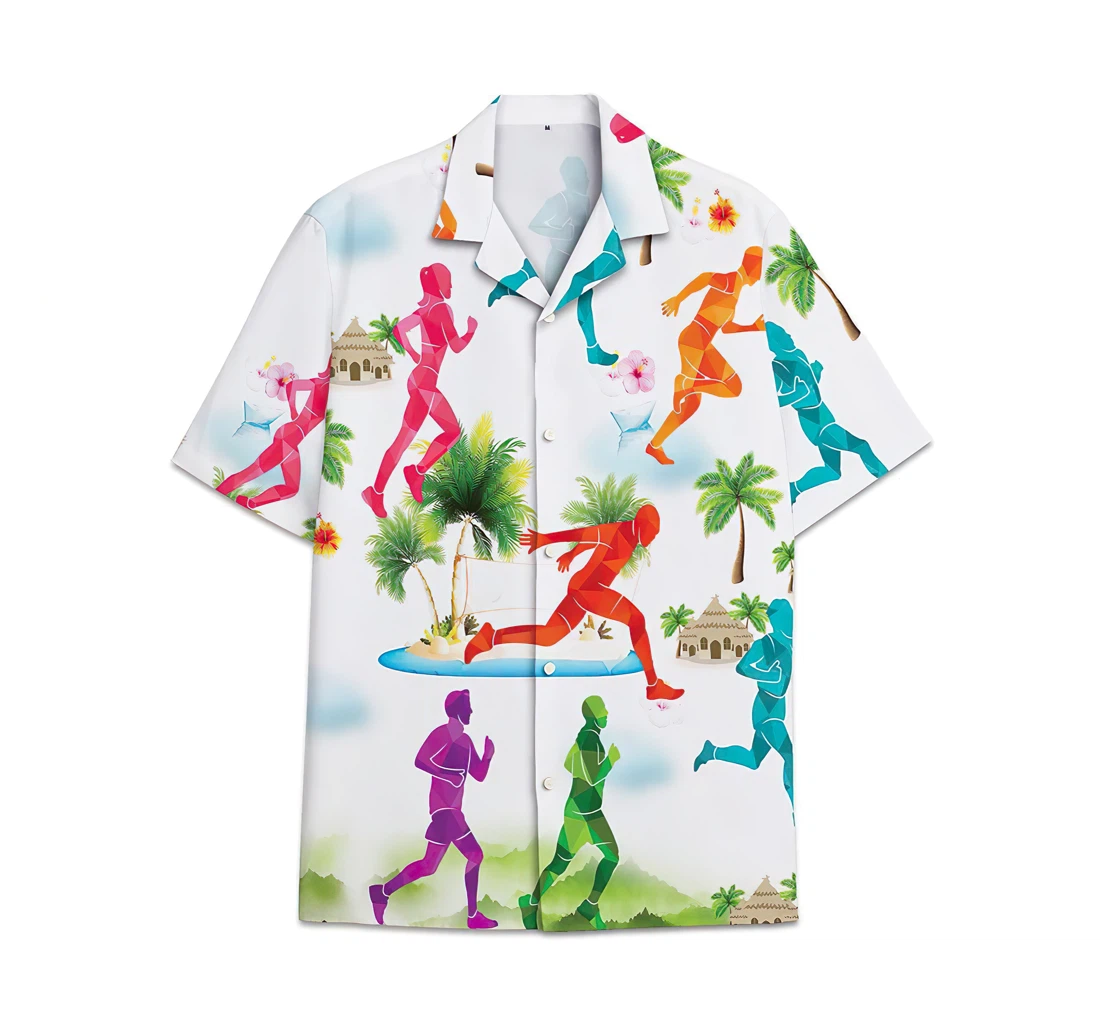 Personalized Run Sports Funny Beach Shirts Hawai Hawaiian Shirt, Button Up Aloha Shirt For Men, Women