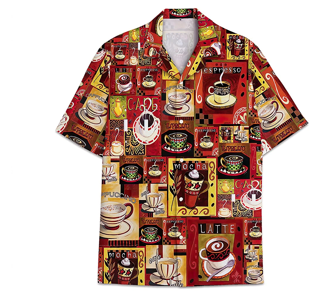 Personalized Drink Coffee Funny Beach Shirts Hawai Hawaiian Shirt, Button Up Aloha Shirt For Men, Women