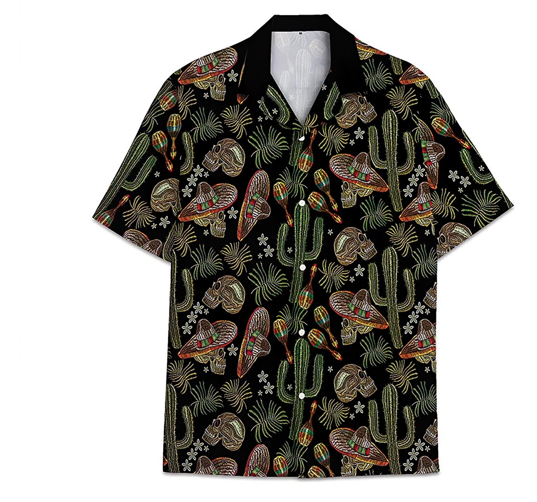 Personalized Skull Cactus Funny Beach Shirts Hawaiian Shirt, Button Up Aloha Shirt For Men, Women
