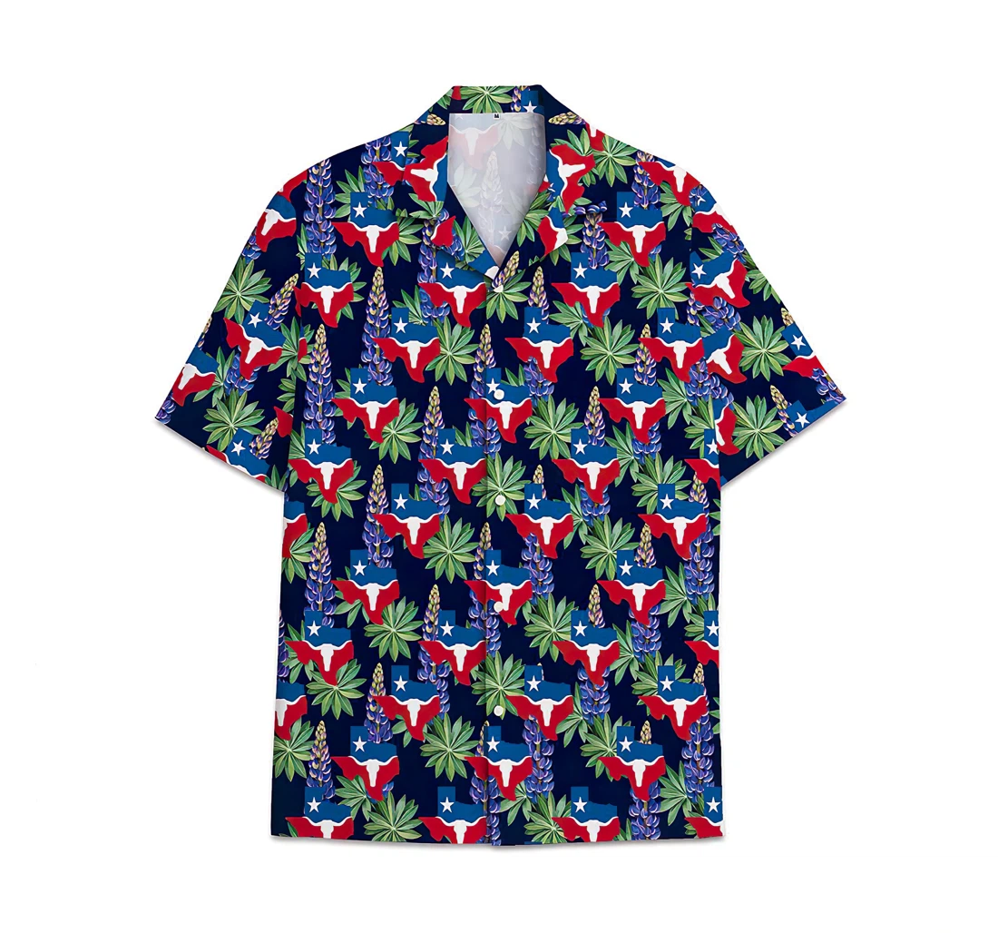 Personalized Texas Flower Funny Beach Shirts Hawaiian Shirt, Button Up Aloha Shirt For Men, Women
