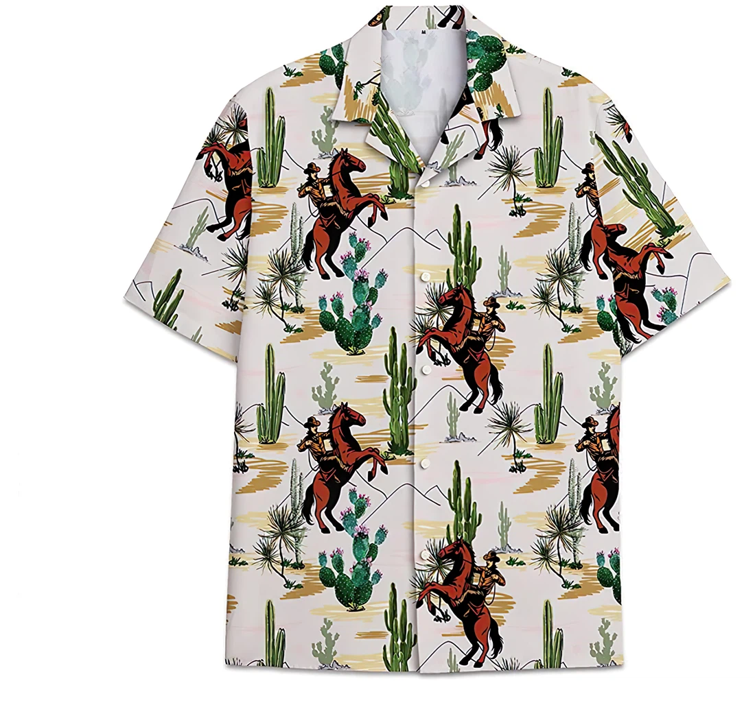 Personalized Cowboy Racing Horse Funny Beach Shirts Hawaiian Shirt, Button Up Aloha Shirt For Men, Women