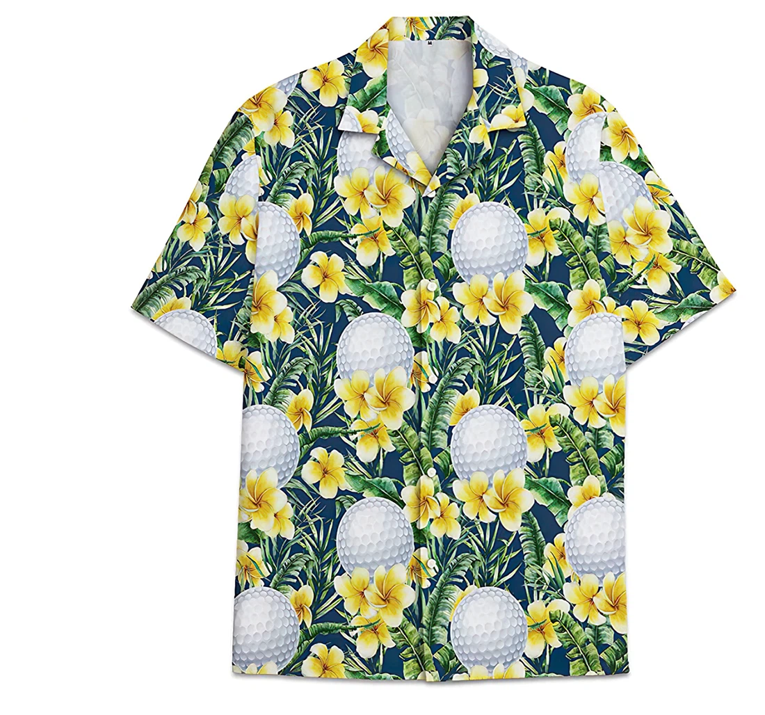Personalized Golf Flower Funny Beach Shirts Hawaiian Shirt, Button Up Aloha Shirt For Men, Women