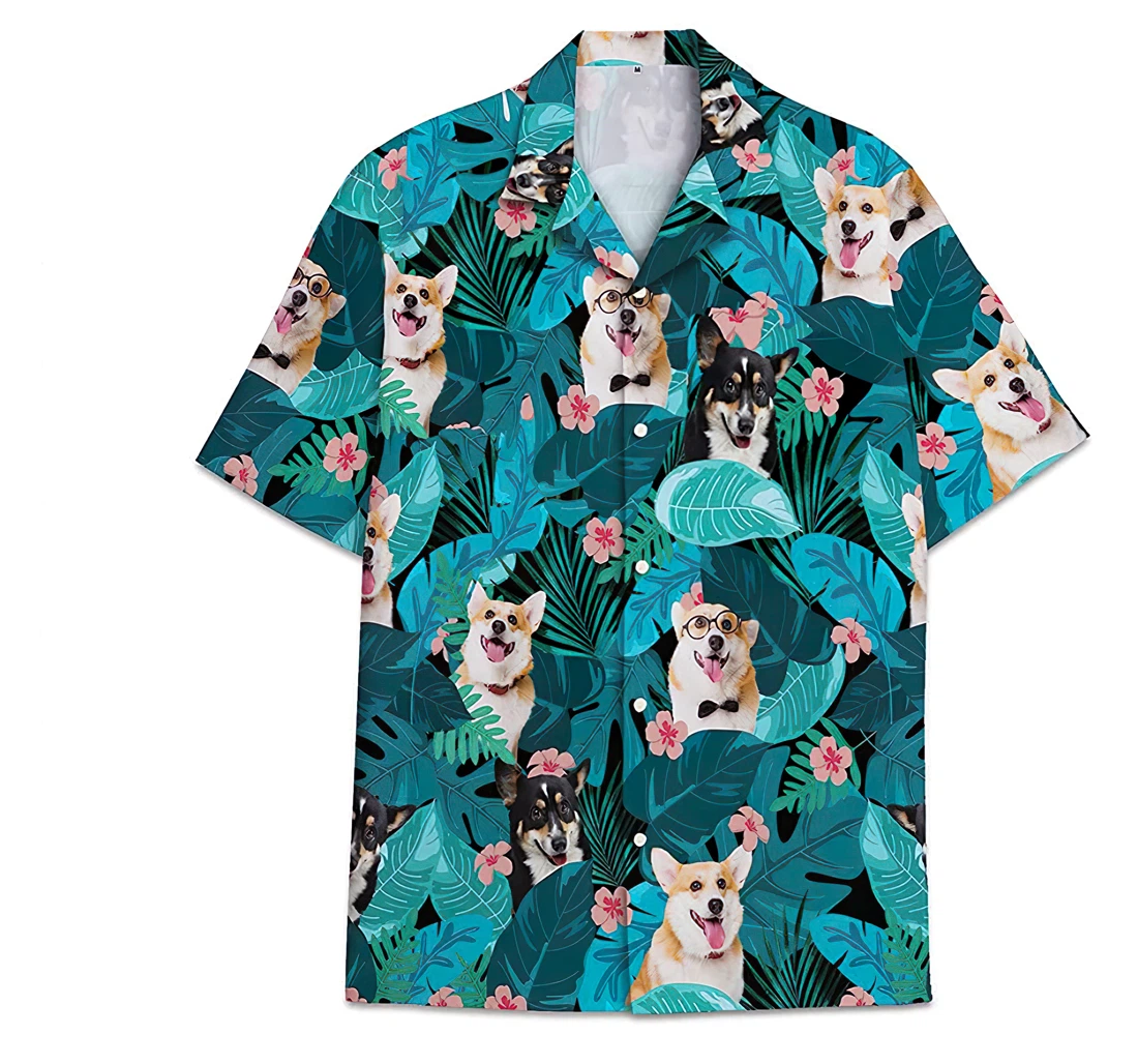 Personalized Dog Corgi Funny Beach Shirts Hawaiian Shirt, Button Up Aloha Shirt For Men, Women