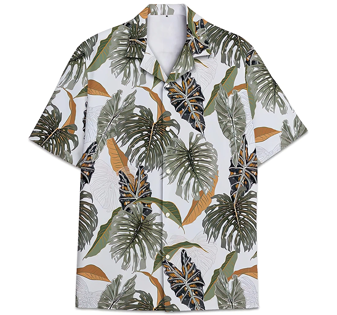 Personalized Monstera Leaves Hawaiian Shirt, Button Up Aloha Shirt For Men, Women