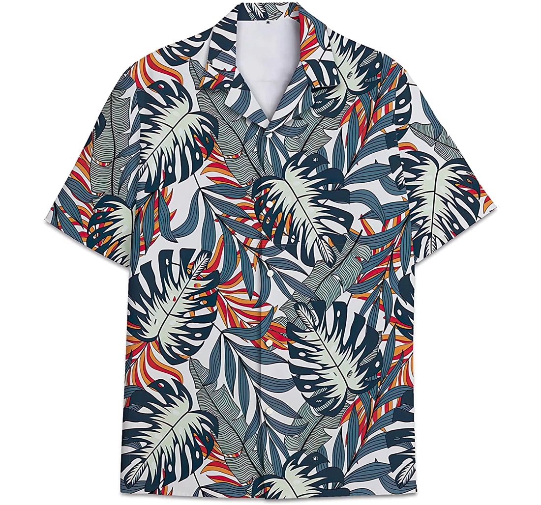 Personalized Colorful Leaves Hawaiian Shirt, Button Up Aloha Shirt For Men, Women