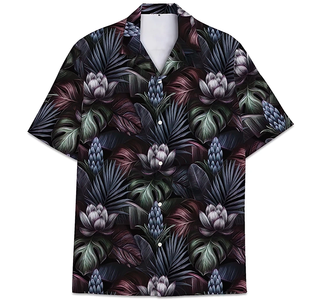 Personalized Lotus Pine Cone Monstera Leaves Hawaiian Shirt, Button Up Aloha Shirt For Men, Women