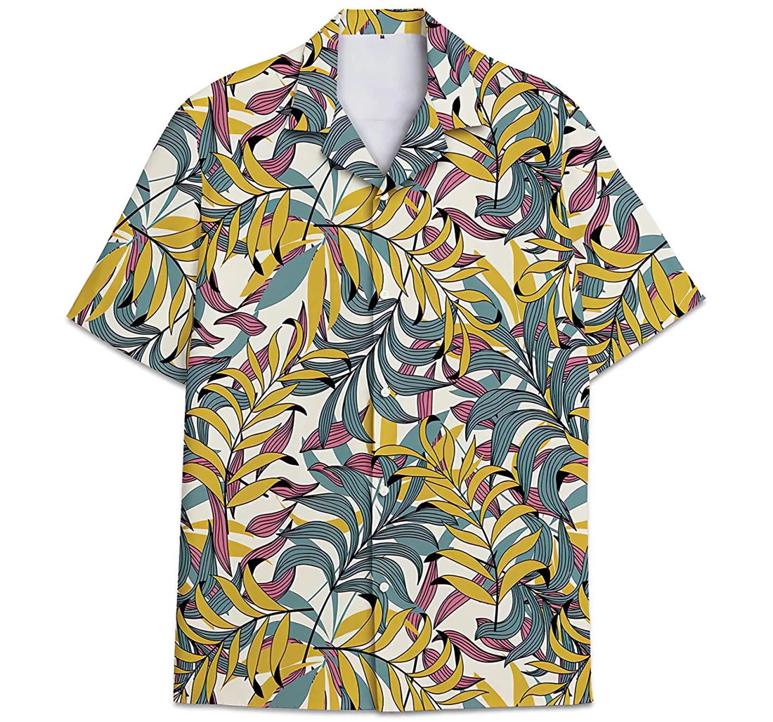 Personalized Colorful Leaves Hawaiian Shirt, Button Up Aloha Shirt For Men, Women