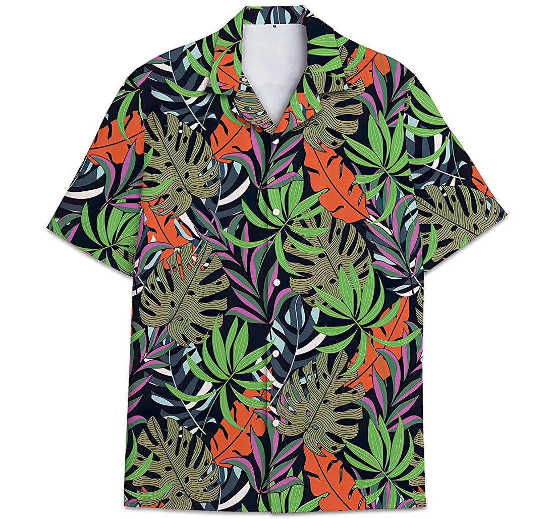 Personalized Colorful Leaves Hawaiian Shirt, Button Up Aloha Shirt For Men, Women
