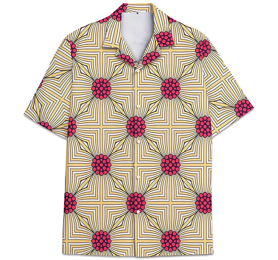 Personalized Geometric Pattern Short Tall Hawaiian Shirt, Button Up Aloha Shirt For Men, Women