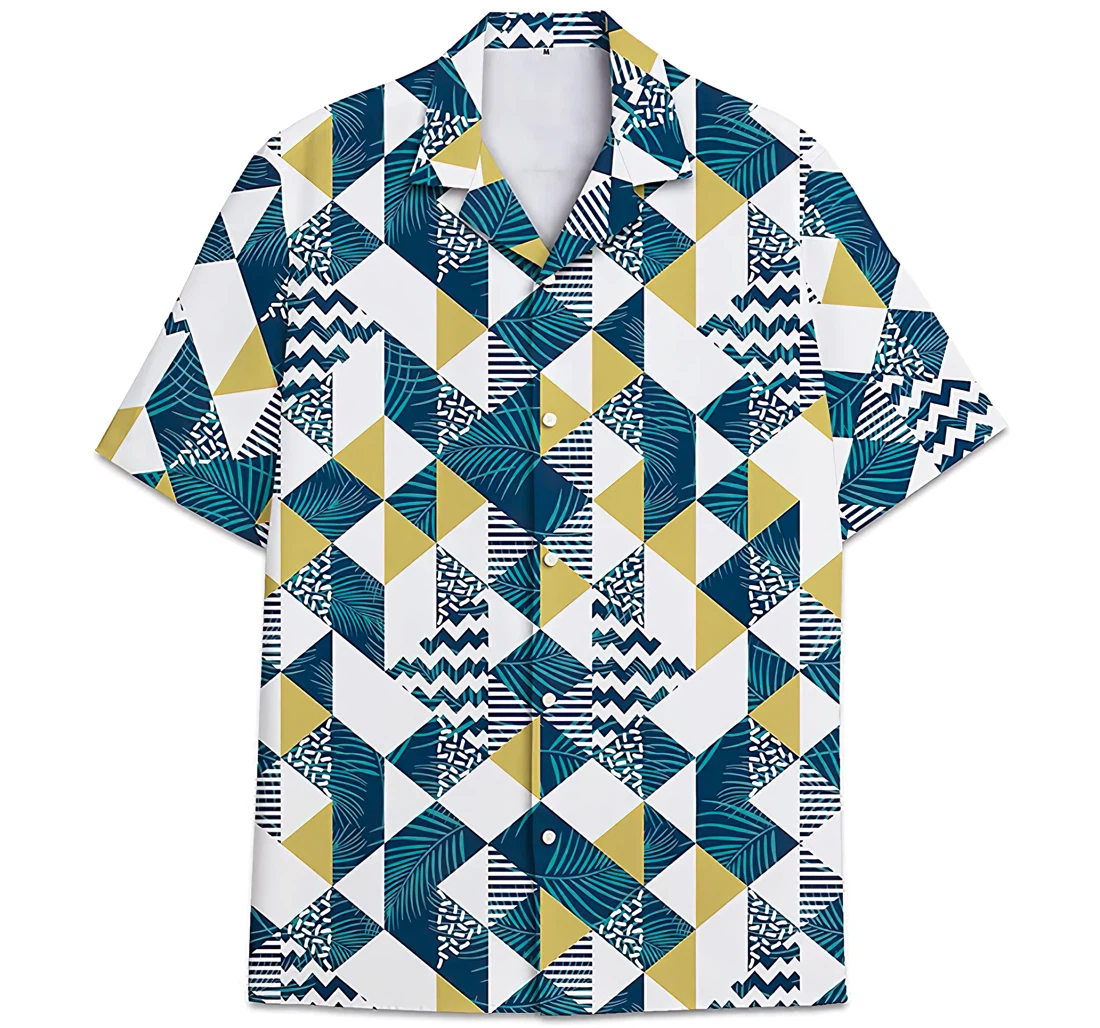 Personalized Geometric Men, Hawaiian Shirt, Button Up Aloha Shirt For Men, Women