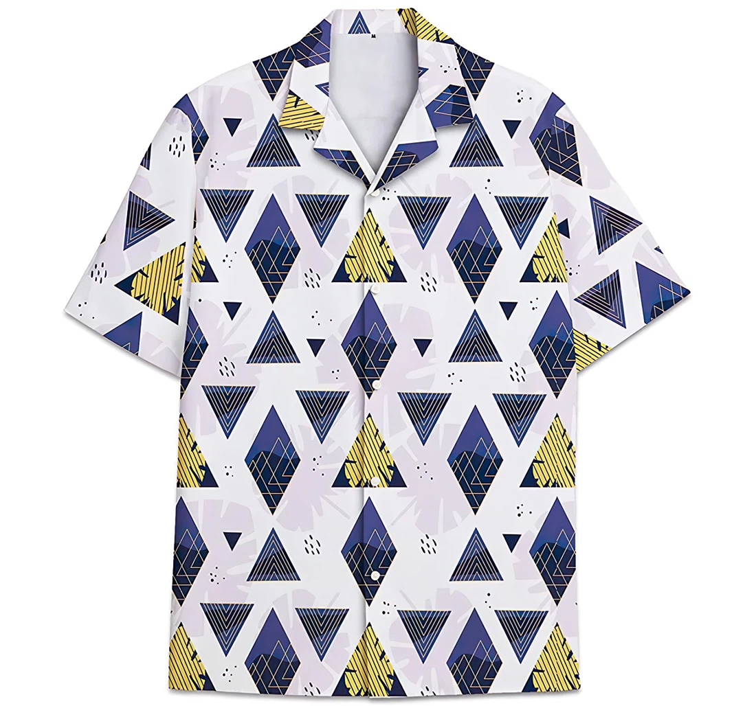 Personalized Triangle Rhombus Hawaiian Shirt, Button Up Aloha Shirt For Men, Women