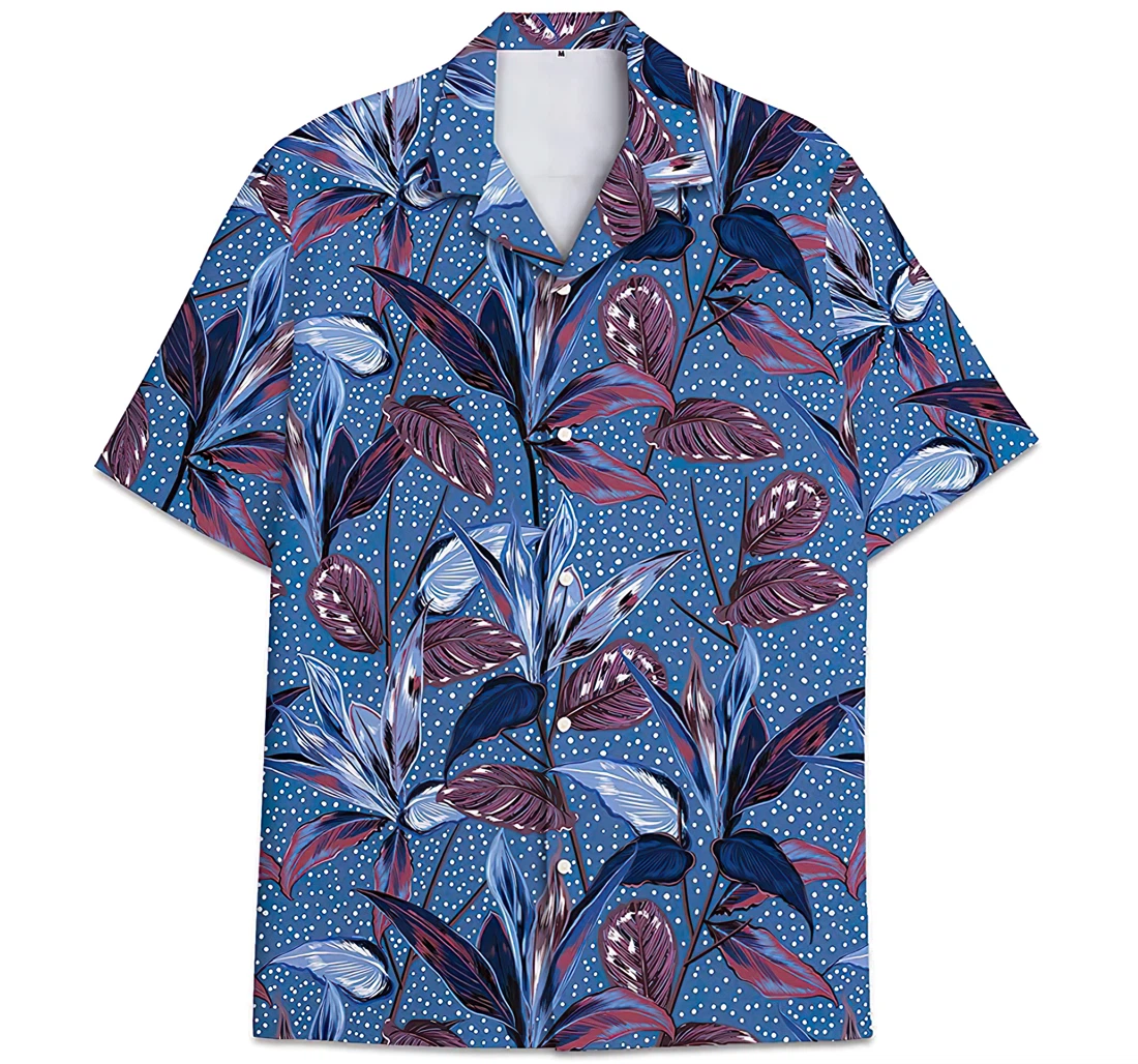 Personalized Almond Leaves Short Tall Hawaiian Shirt, Button Up Aloha Shirt For Men, Women