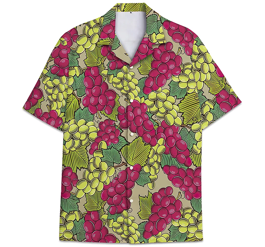 Personalized Grape Leaves Short Tall Hawaiian Shirt, Button Up Aloha Shirt For Men, Women