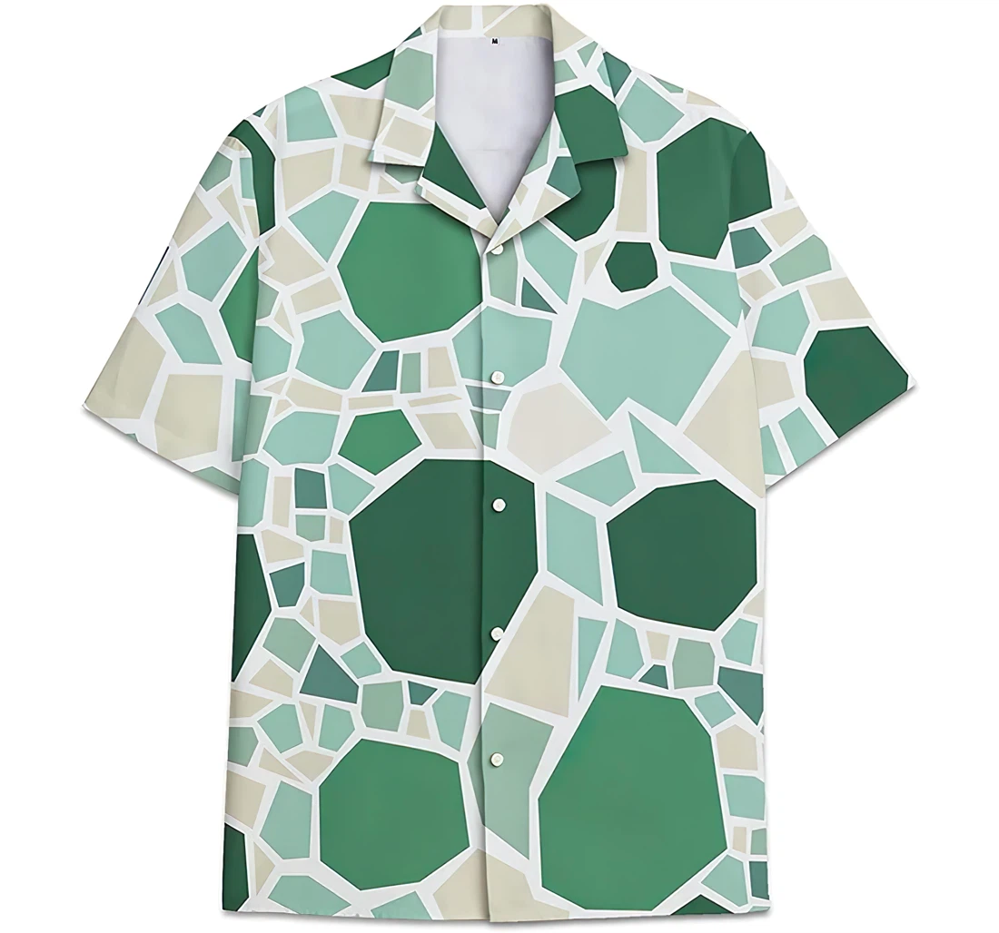 Personalized Geometric Short Tall Hawaiian Shirt, Button Up Aloha Shirt For Men, Women