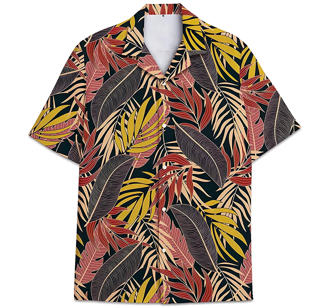 Personalized Colorful Leaves Hawaiian Shirt, Button Up Aloha Shirt For Men, Women
