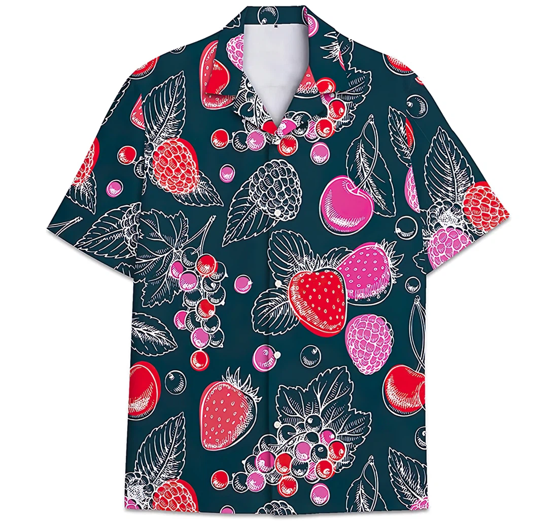 Personalized Fruit Leaves Short Tall Hawaiian Shirt, Button Up Aloha Shirt For Men, Women