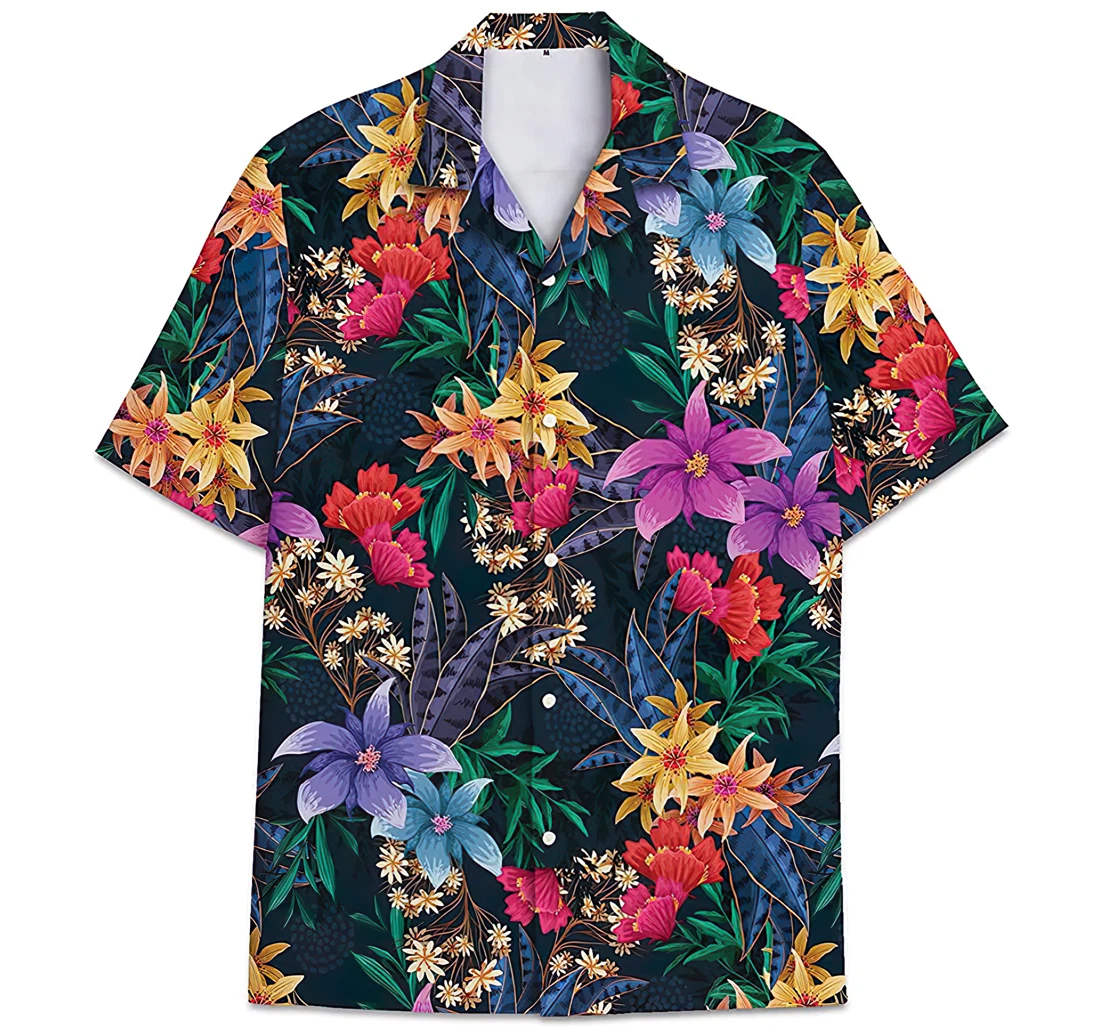 Personalized Colorful Leaves Pattern Shirts Hawaiian Shirt, Button Up Aloha Shirt For Men, Women