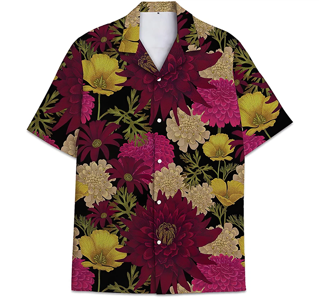 Personalized Hydrangea Pattern Leaves Hawaiian Shirt, Button Up Aloha Shirt For Men, Women