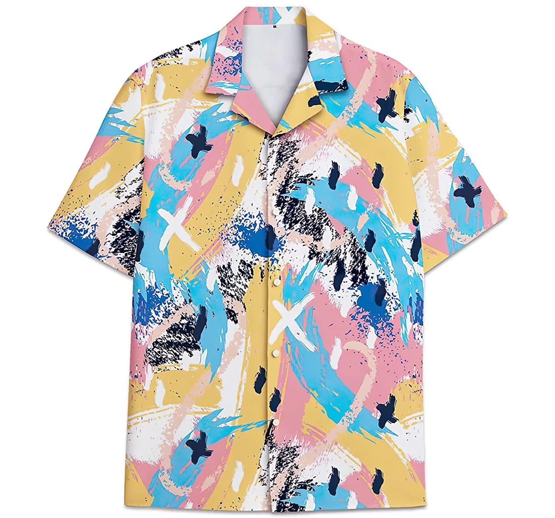 Personalized Pattern Water Color Pattern Hawaiian Shirt, Button Up Aloha Shirt For Men, Women