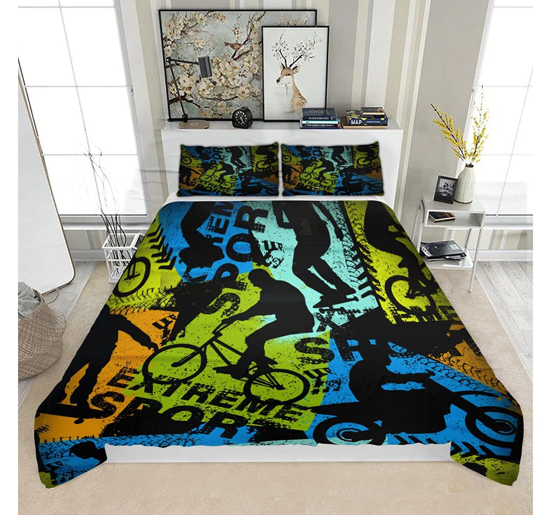 Bedding Set - Grunge Guys Urban4 Solf Included 1 Ultra Soft Duvet Cover or Quilt and 2 Lightweight Breathe Pillowcases