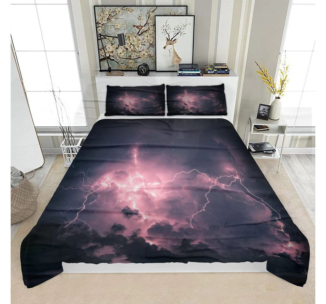 Bedding Set - Ball Lightning Clouds Solf Included 1 Ultra Soft Duvet Cover or Quilt and 2 Lightweight Breathe Pillowcases