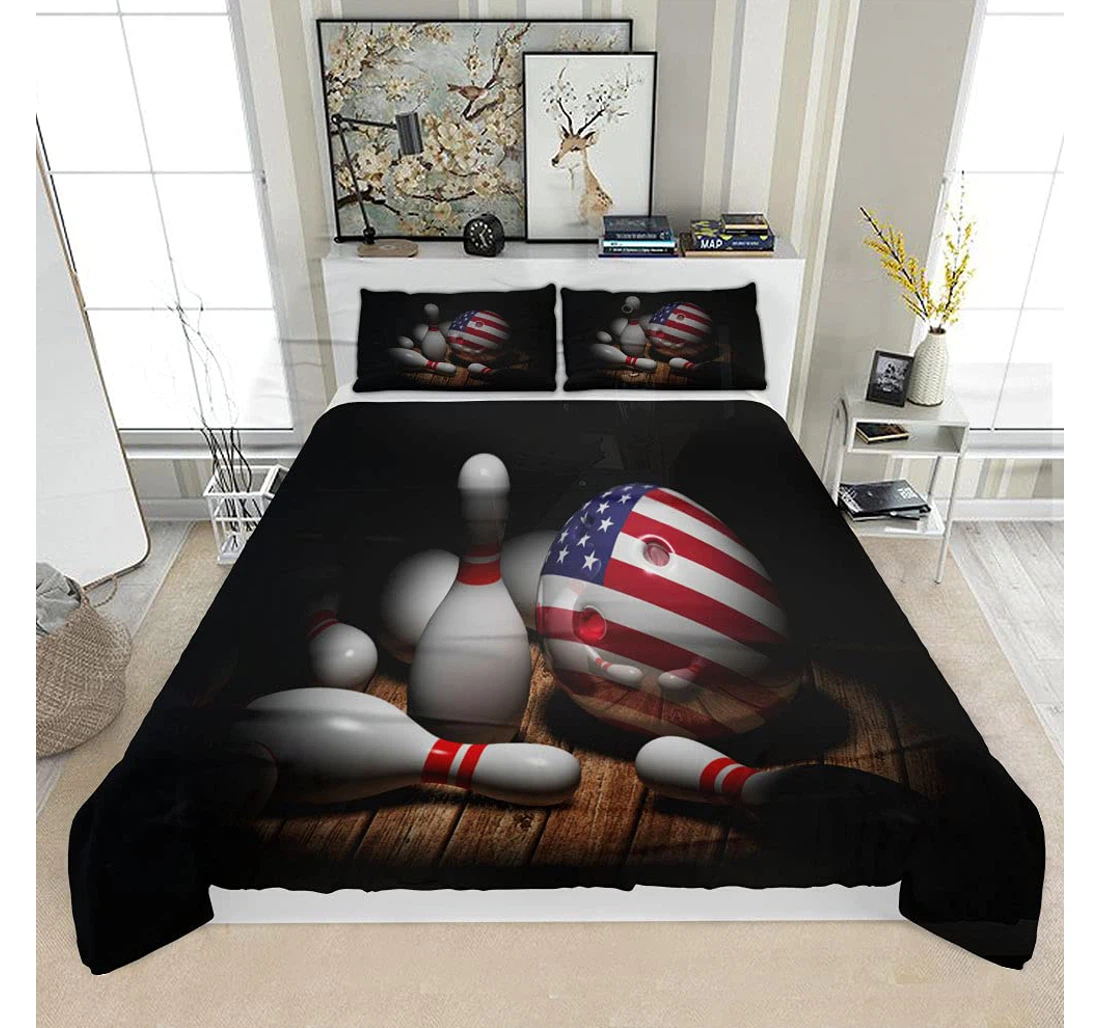 Bedding Set - Rendering Eua Bowling Solf Included 1 Ultra Soft Duvet Cover or Quilt and 2 Lightweight Breathe Pillowcases