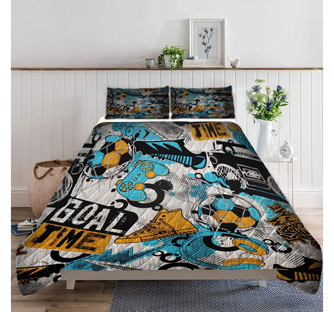 Bedding Set - Grunge Urban Lightweight Quilts A Quilts Case Included 1 Ultra Soft Duvet Cover or Quilt and 2 Lightweight Breathe Pillowcases