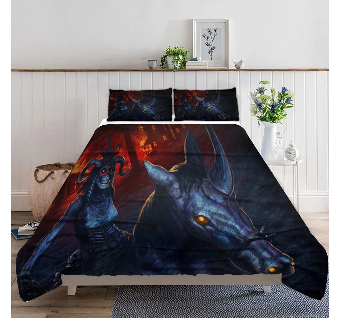 Bedding Set - Evil Undead Voodoo Zombie Riding Horse Included 1 Ultra Soft Duvet Cover or Quilt and 2 Lightweight Breathe Pillowcases