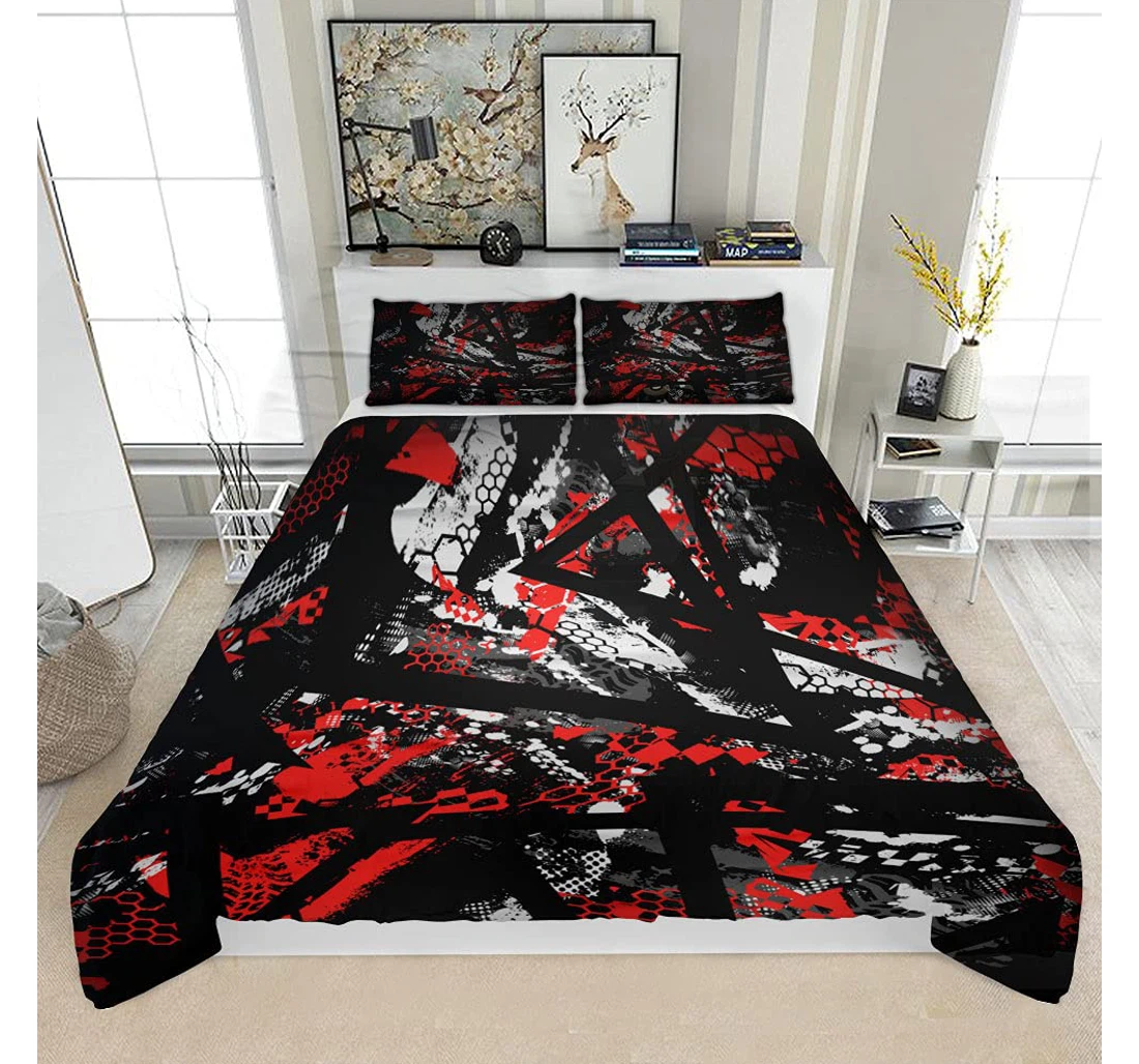 Personalized Bedding Set - Geometric Sport Racing Solf Included 1 Ultra Soft Duvet Cover or Quilt and 2 Lightweight Breathe Pillowcases