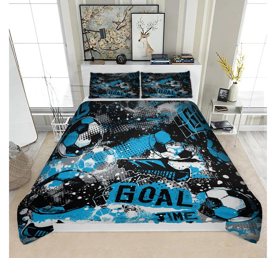 Personalized Bedding Set - Football Grunge1 Solf Included 1 Ultra Soft Duvet Cover or Quilt and 2 Lightweight Breathe Pillowcases