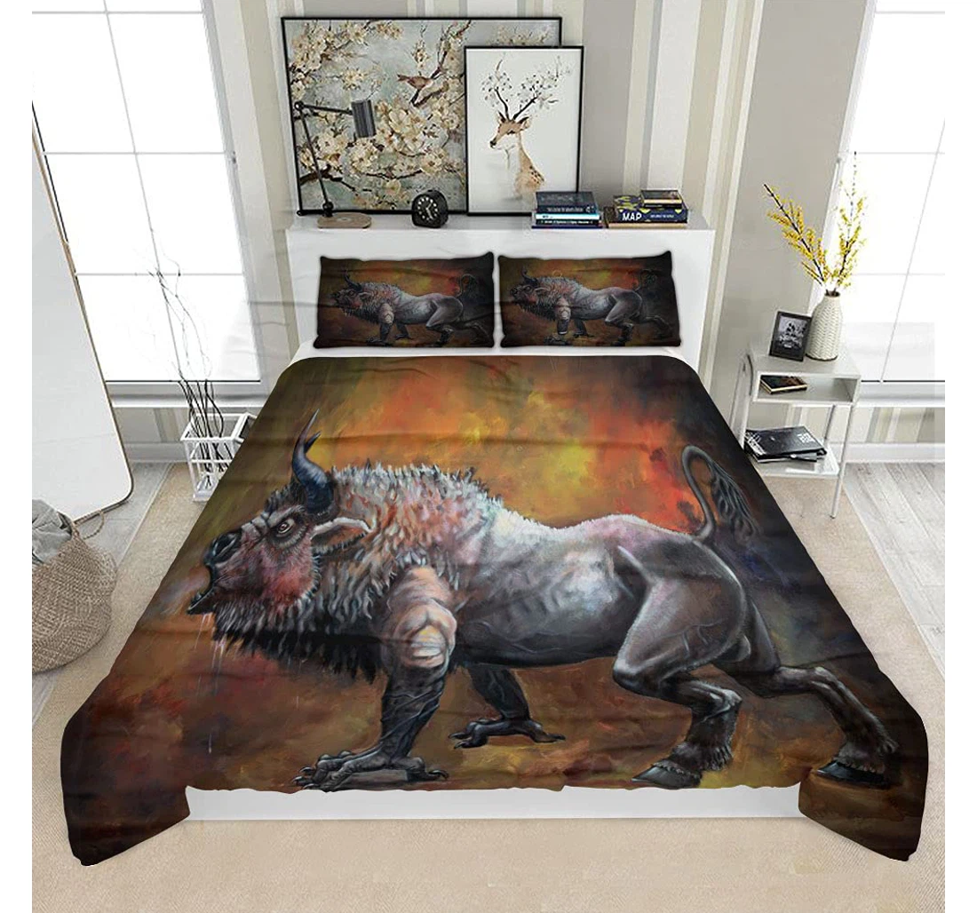 Personalized Bedding Set - Minotaur Fantasy Art Solf Included 1 Ultra Soft Duvet Cover or Quilt and 2 Lightweight Breathe Pillowcases