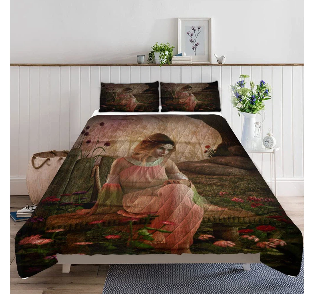 Personalized Bedding Set - Sitting On Included 1 Ultra Soft Duvet Cover or Quilt and 2 Lightweight Breathe Pillowcases